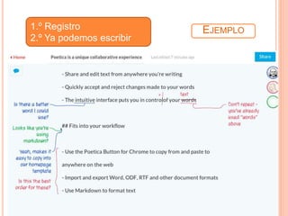 1.º Registro EJEMPLO 
2.º Ya podemos escribir 
 