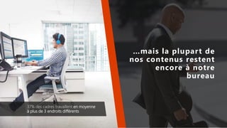 Microsoft confidential
…mais la plupart de
nos contenus restent
encore à notre
bureau
37% des cadres travaillent en moyenne
à plus de 3 endroits différents
 