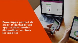 PowerApps permet de
créer et partager vos
applications métier
disponibles sur tous
les mobiles
 