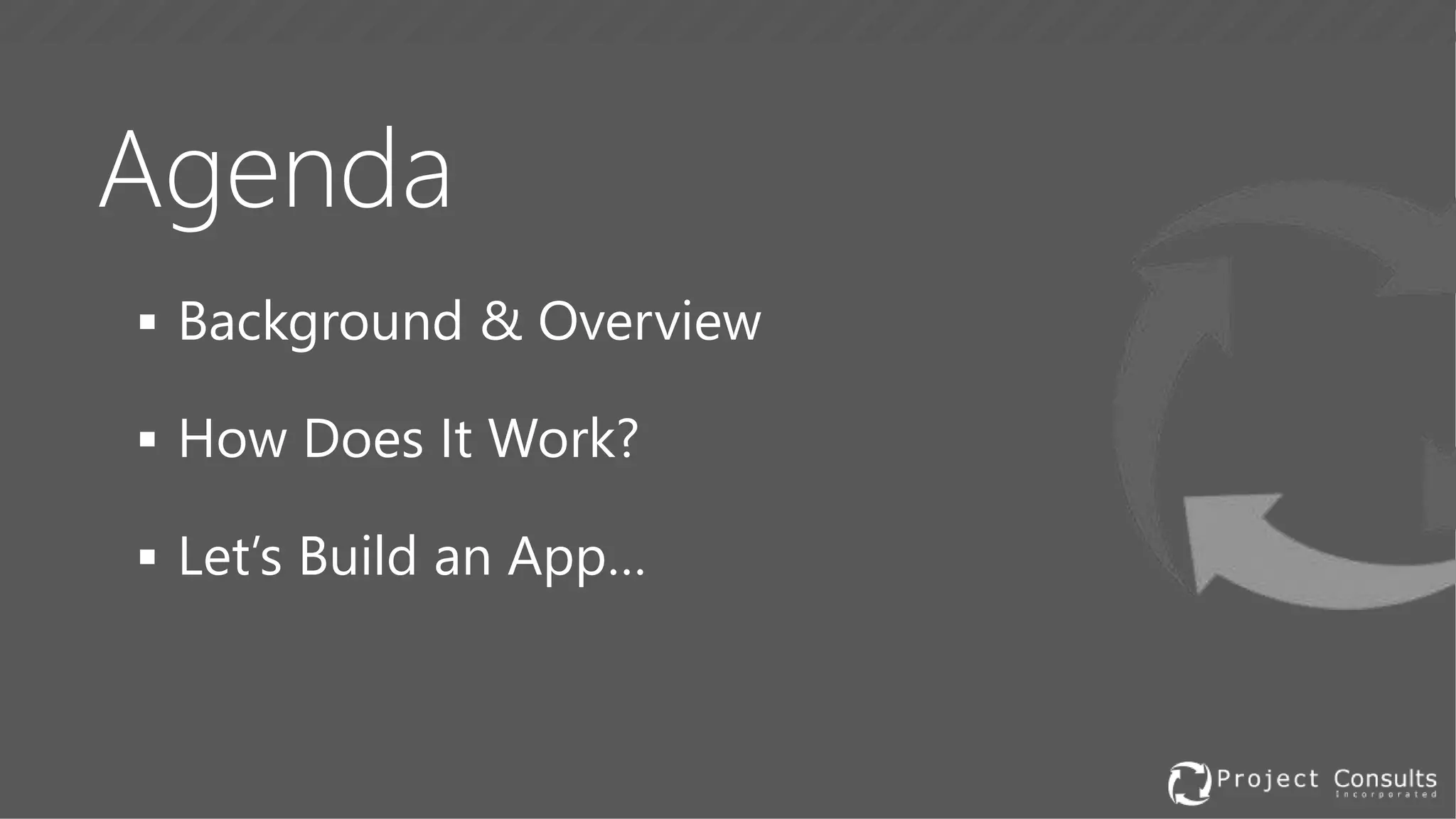 Agenda
Background & Overview
How Does It Work?
Let’s Build an App…