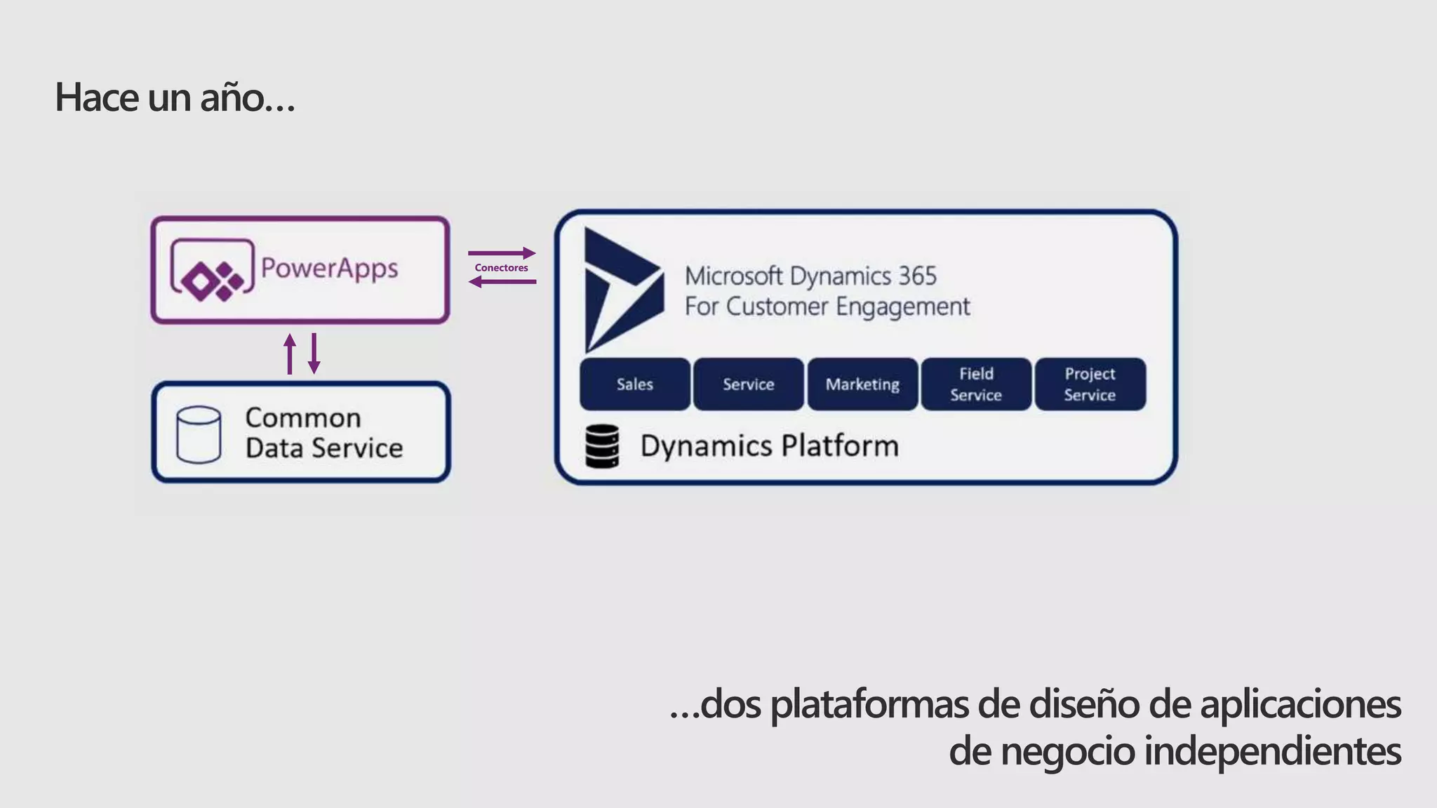 Hace un año…
Conectores
…dos plataformas de diseño de aplicaciones
de negocio independientes
 