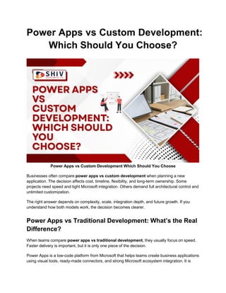 Choosing Between Power Apps and Custom Software | PDF