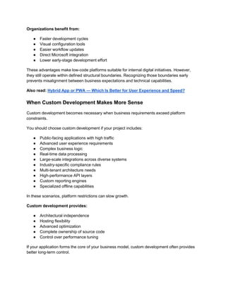 Choosing Between Power Apps and Custom Software | PDF