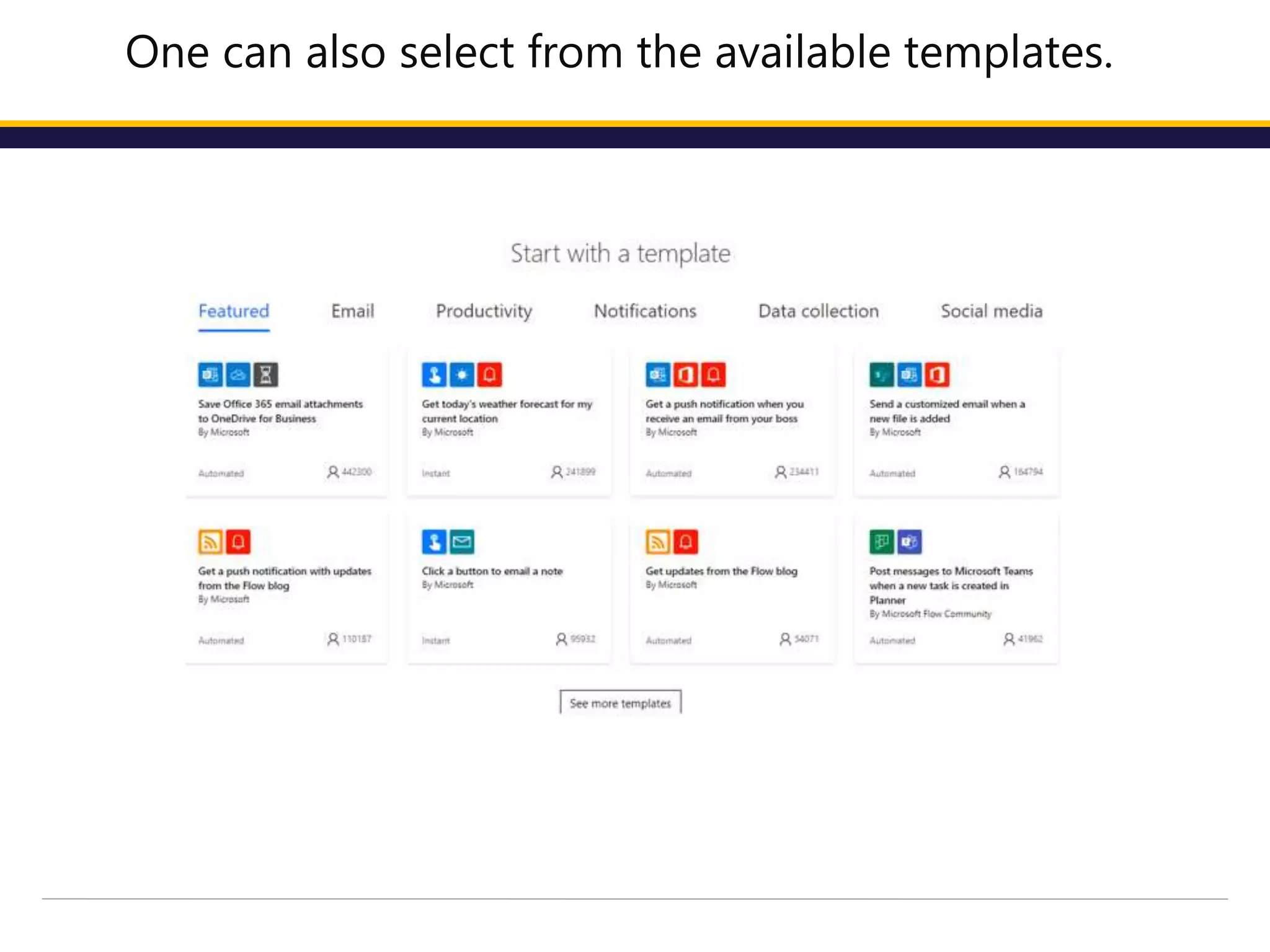 One can also select from the available templates.
 