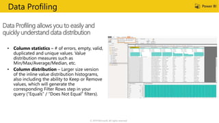 © 2019 Microsoft. All rights reserved.
Data Profiling allows you to easily and
quickly understand data distribution
Data Profiling
 