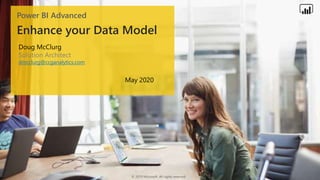 Classified as Microsoft Confidential
Power BI Advanced
May 2020
© 2019 Microsoft. All rights reserved.
Doug McClurg
Solution Architect
dmcclurg@ccganalytics.com
 