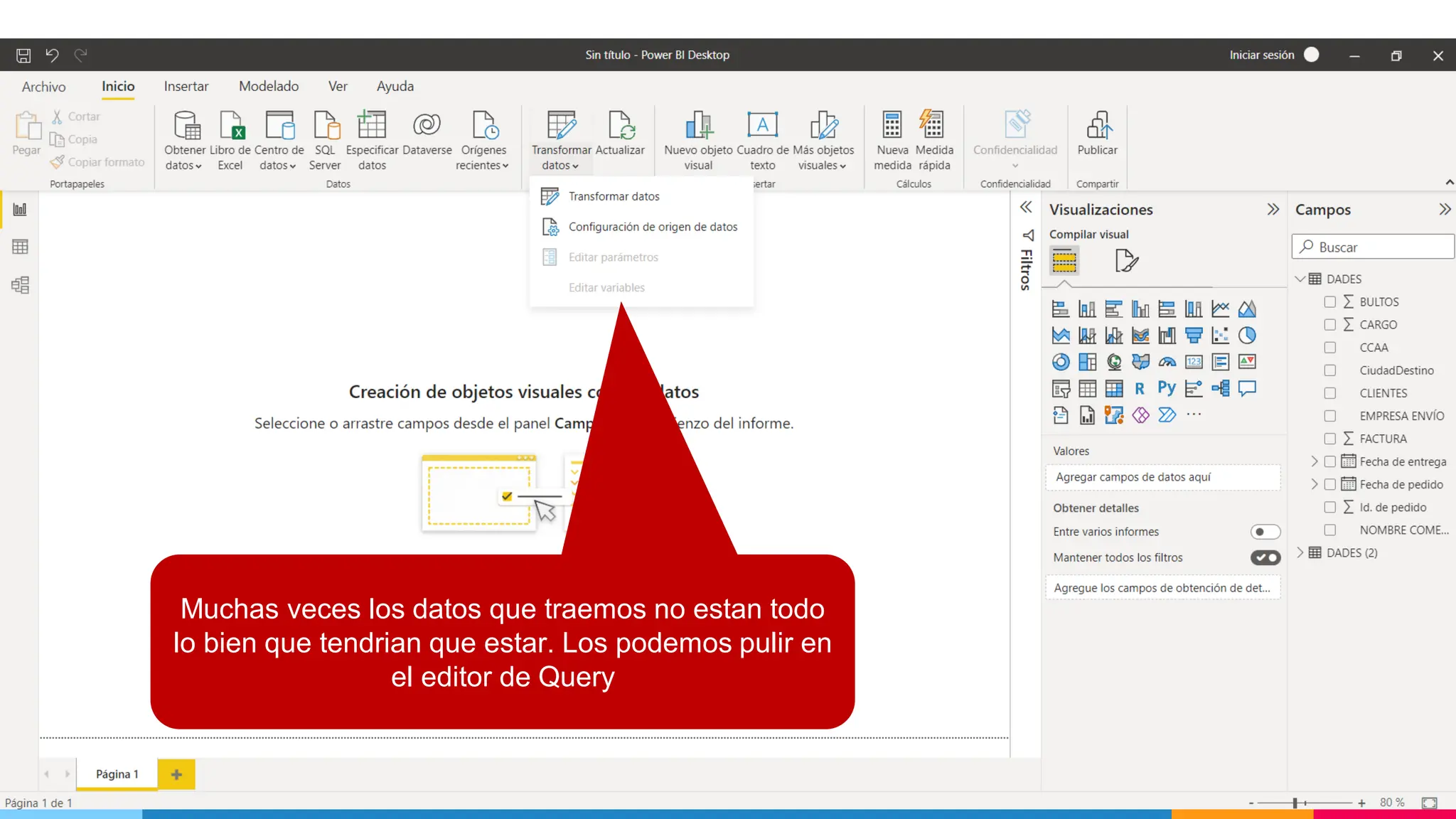 29
Muchas veces los datos que traemos no estan todo
lo bien que tendrian que estar. Los podemos pulir en
el editor de Query
 