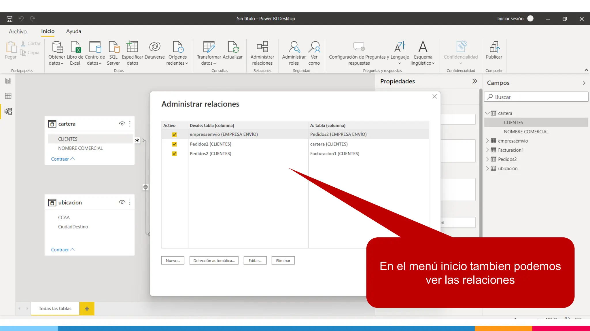 39
En el menú inicio tambien podemos
ver las relaciones
 