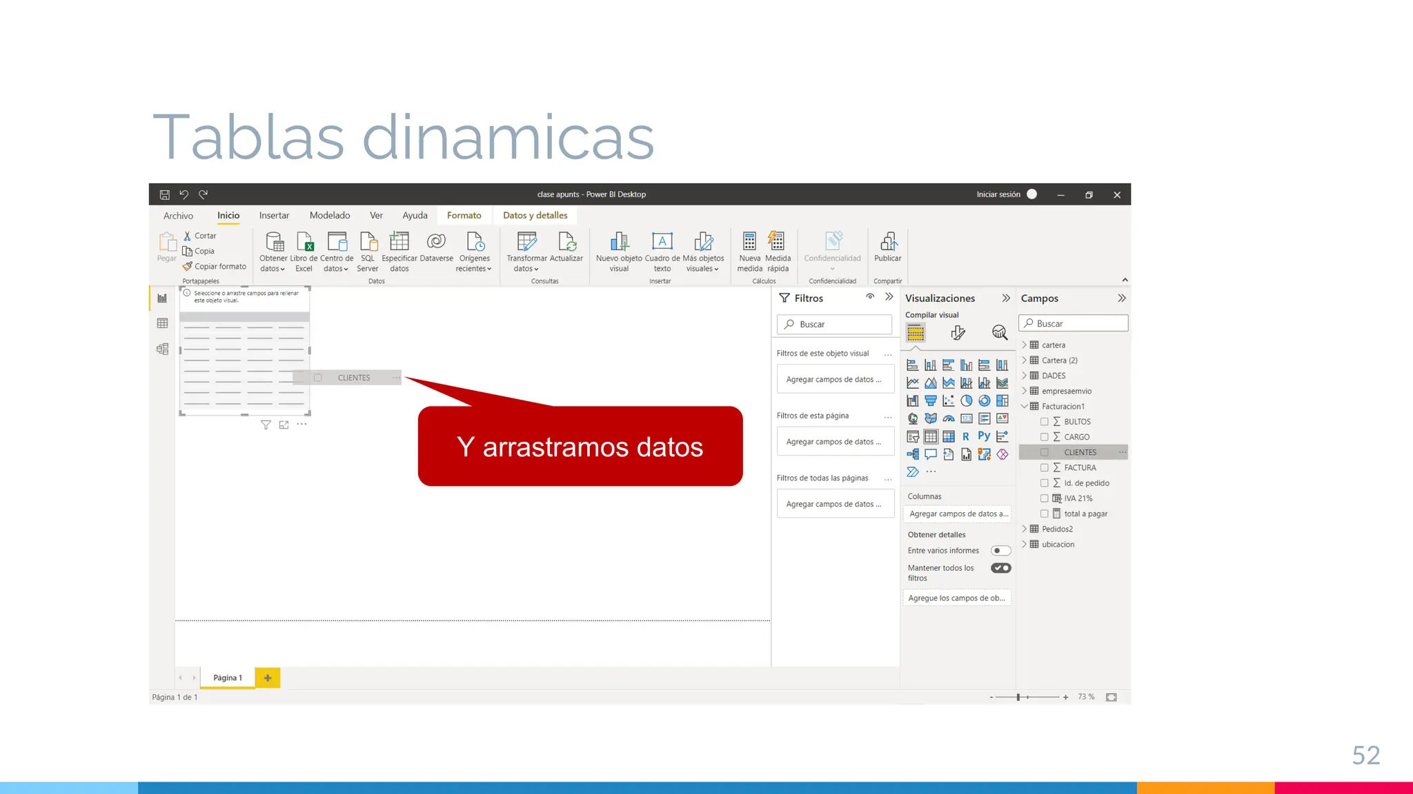Tablas dinamicas
52
Y arrastramos datos
 