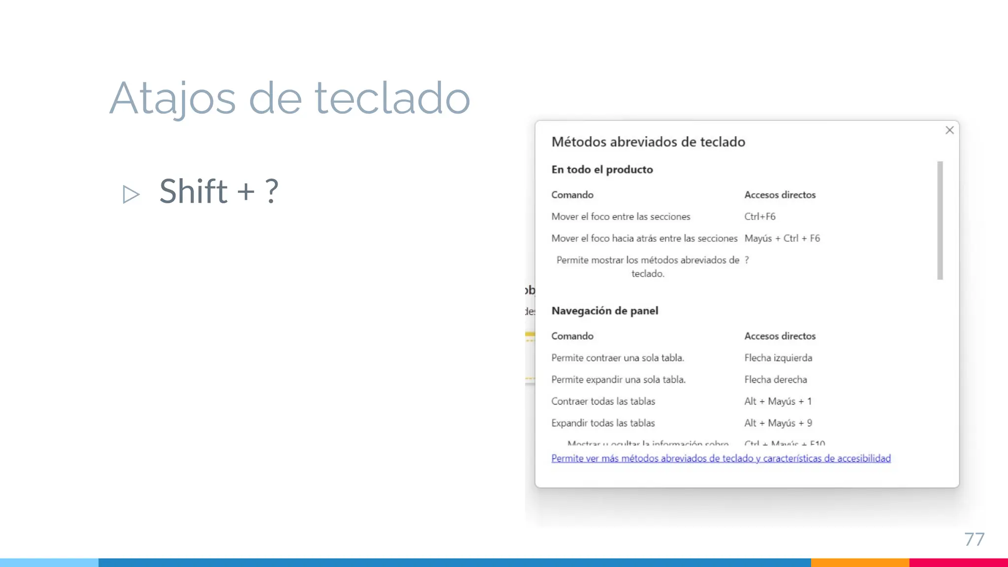 Atajos de teclado
▷ Shift + ?
77
 