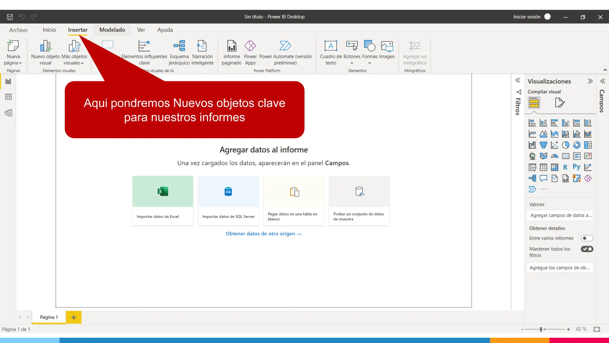 8
Aqui pondremos Nuevos objetos clave
para nuestros informes
 