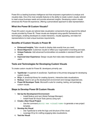 Power BI Custom Visuals Development- Create Tailored Data ...