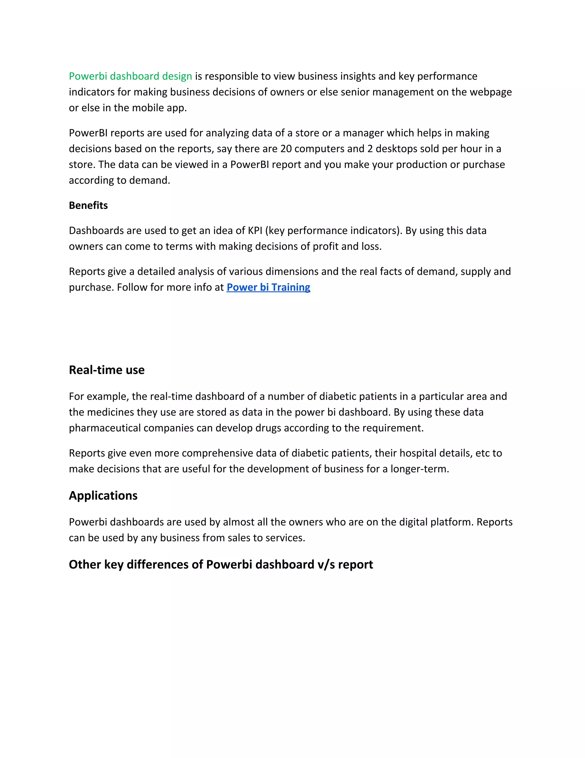 Power bi dashboard vs report | PDF | Computing | Technology & Computing