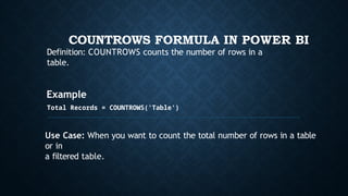 Power BI DAX Formulas and fast easy technical learning | PPTX