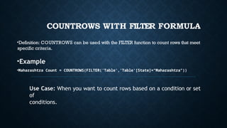 Power BI DAX Formulas and fast easy technical learning | PPTX