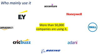 Who mainly use it
More than 50,000
companies are using it.
 