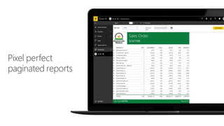 Pixel perfect
paginated reports
 