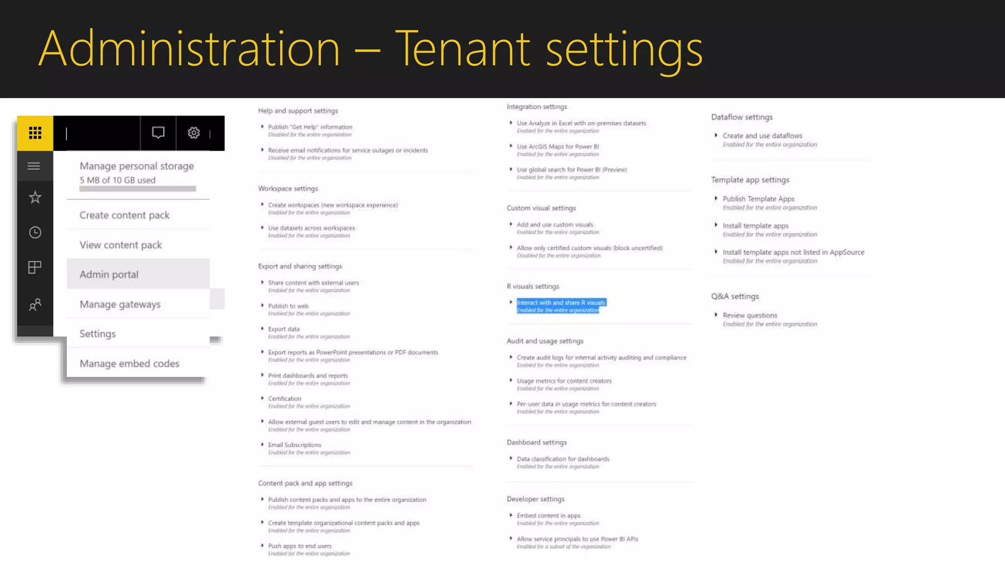 Administration – Tenant settings
 