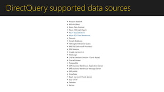 DirectQuery supported data sources
 