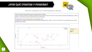 Power BI en combinación con R  Clustering basado en densidad
¿POR QUÉ STRATEBI Y POWERBI?
1
3
 