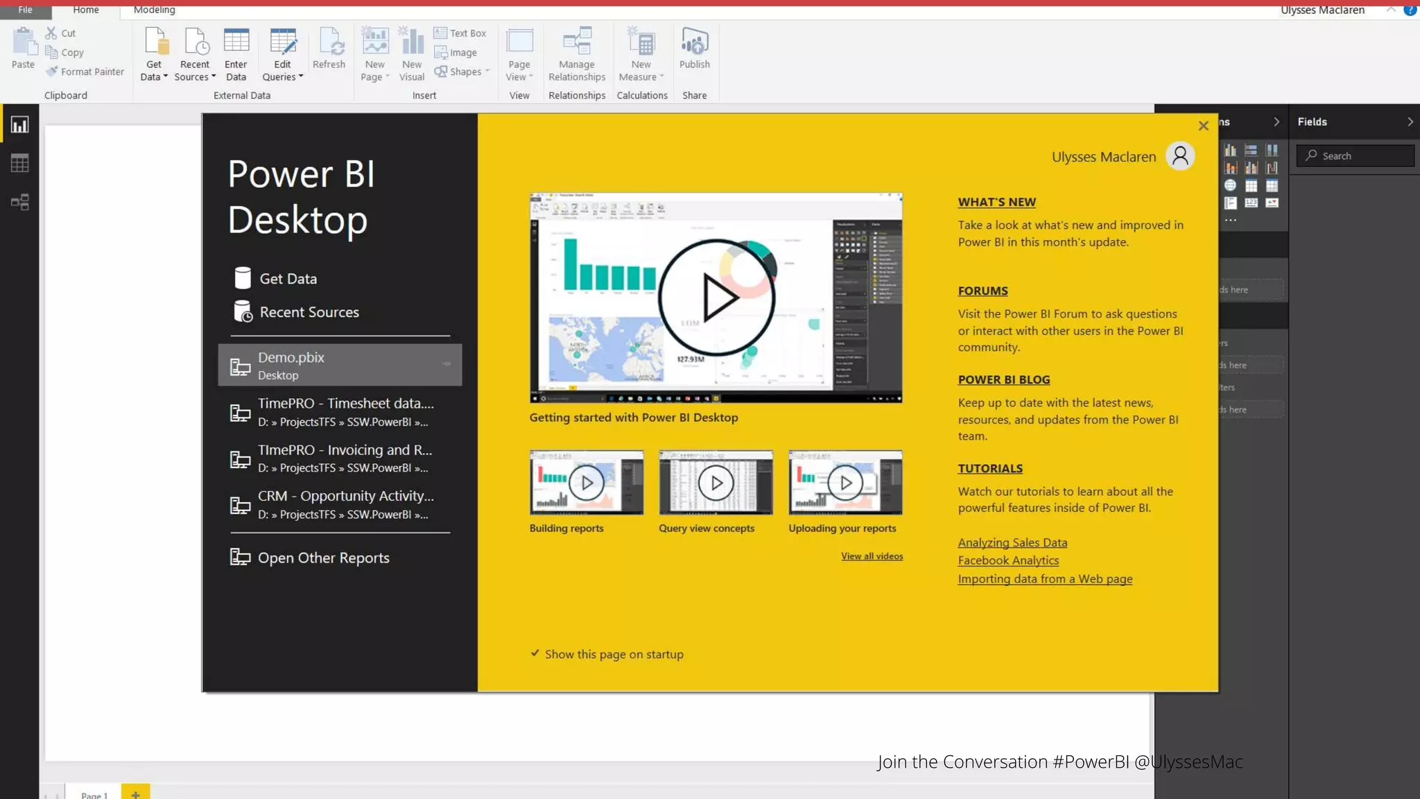 Join the Conversation #PowerBI @UlyssesMac
 