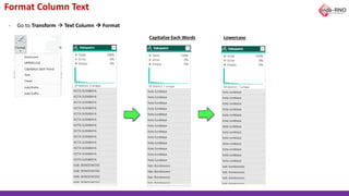 Format Column Text
- Go to Transform → Text Column → Format
Capitalize Each Words Lowercase
 