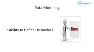 Data Modeling
•Ability to Define Hierarchies
 