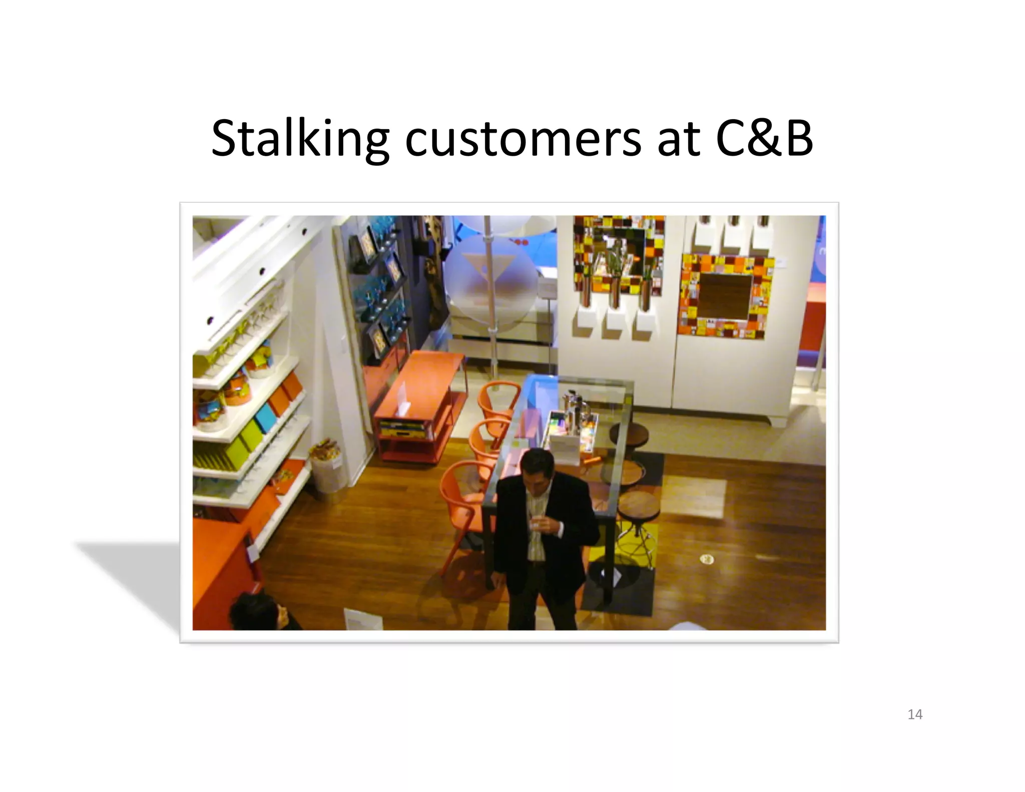 Stalking	
  customers	
  at	
  C&B	
  




                                         14	
  
 