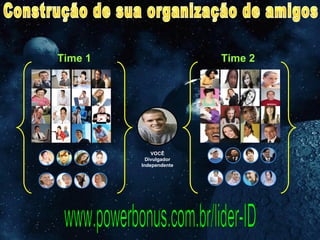 VOCÊ Divulgador Independente Construção de sua organização de amigos www.powerbonus.com.br/lider-ID Time 1 Time 2 