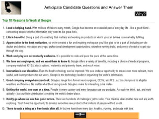 Anticipate Candidate Questions and Answer Them Why? 