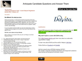 Anticipate Candidate Questions and Answer Them What is the job like? 