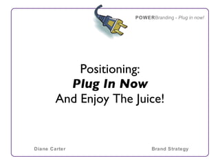 [object Object],[object Object],[object Object],POWER Branding -  Plug in now! Diane Carter Brand Strategy 
