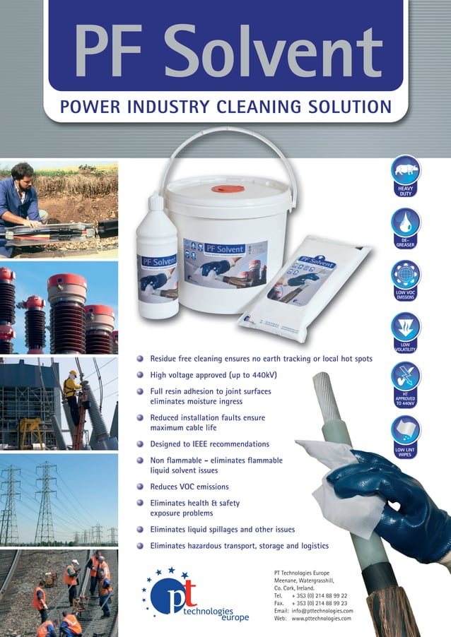 Power Cable Cleaning & Cable Jointing Wipes PT PF Solvent PDF