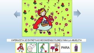 CAPERUCITA SE ENTRETUVO RECOGIENDO FLORES PARA LA ABUELITA
PARA