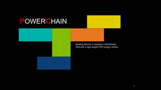1
POWERCHAIN
Building Blocks to establish a Distributed
Grid with a light weight P2P energy market.
 
