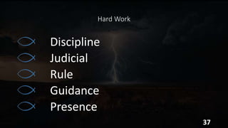 Hard Work
Discipline
Judicial
Rule
Guidance
Presence
37
 