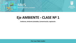 Eje AMBIENTE - CLASE Nº 1
Ambiente, Ambiente Saludable, Contaminación, Legislación.
Prof. Juan Pablo Coulleri
 