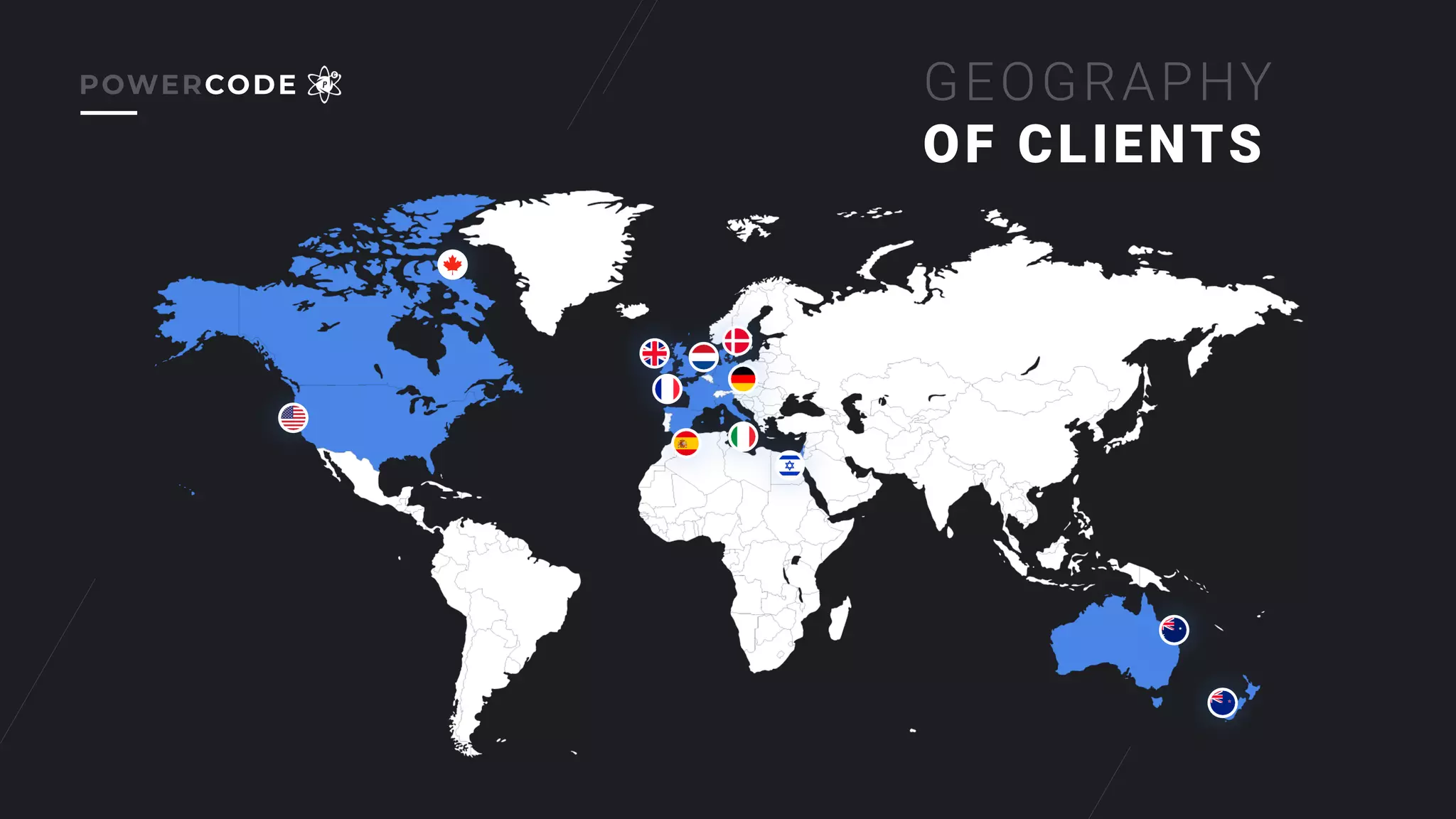 GEOGRAPHY
OF CLIENTS
POWERCODE
 