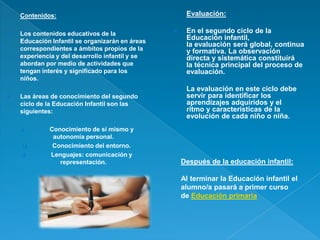 Contenidos:                                       Evaluación:

   Los contenidos educativos de la                  En el...