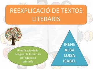 Planificació de la
llengua i la literatura
en l’educació
primària
REEXPLICACIÓ DE TEXTOS
LITERARIS
 