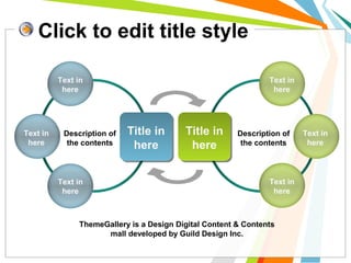 Click to edit title style
Title in
here
Description of
the contents
Title in
here
Text in
here
Text in
here
Text in
here
Text in
here
Text in
here
Text in
here
Description of
the contents
ThemeGallery is a Design Digital Content & Contents
mall developed by Guild Design Inc.
 