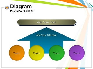 Diagram
PowerPoint 2002+
Add Your TextAdd Your TextAdd Your TextAdd Your Text
Add Your Title here
Text1 Text1 Text1 Text1
 