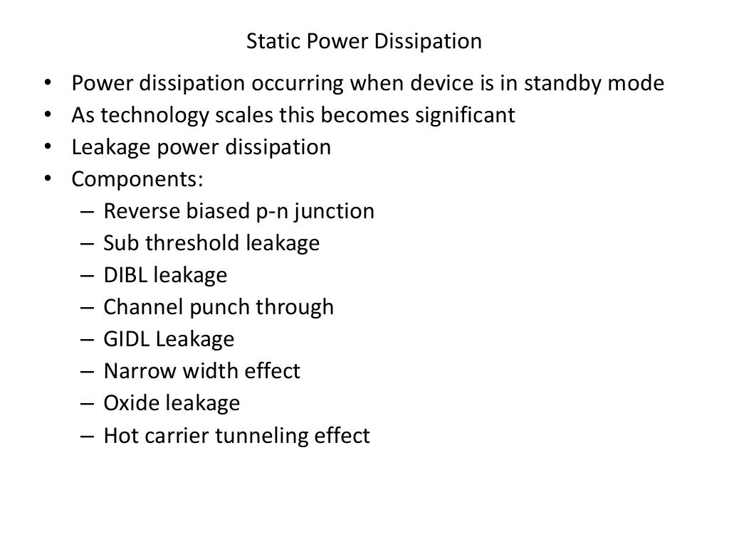 Power dissipation cmos