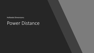 Power Distance
Hofstede Dimensions:
 