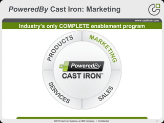 23
PoweredBy Cast Iron: Marketing
©2010 Cast Iron Systems, an IBM Company. • Confidential
Industry’s only COMPLETE enablement program
 