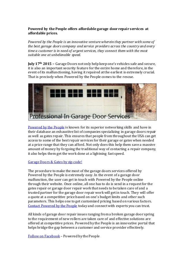 Powered By The People Offers Affordable Garage Door Repair Services A