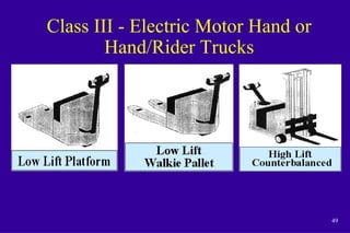 49
Class III - Electric Motor Hand or
Hand/Rider Trucks
 