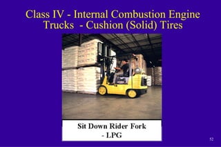 52
Class IV - Internal Combustion Engine
Trucks - Cushion (Solid) Tires
 