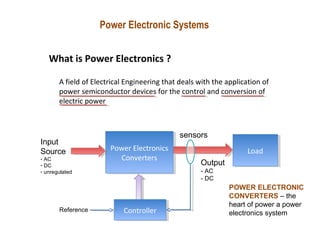 Power Electronic Systems
What is Power Electronics ?
A field of Electrical Engineering that deals with the application of
...