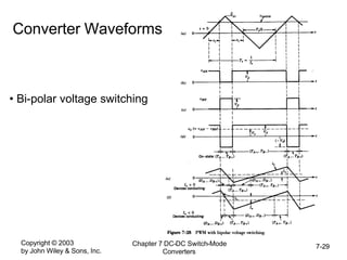 Copyright © 2003
by John Wiley & Sons, Inc.
Chapter 7 DC-DC Switch-Mode
Converters
7-29
Converter Waveforms
• Bi-polar voltage switching
 